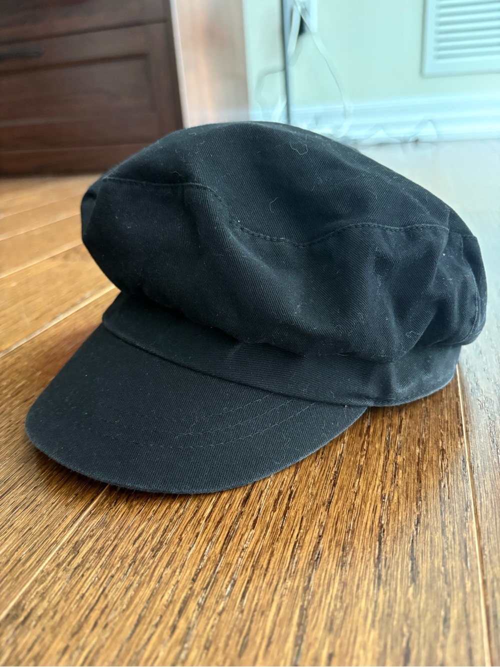 Black womens Canvas Baker Boy Cap